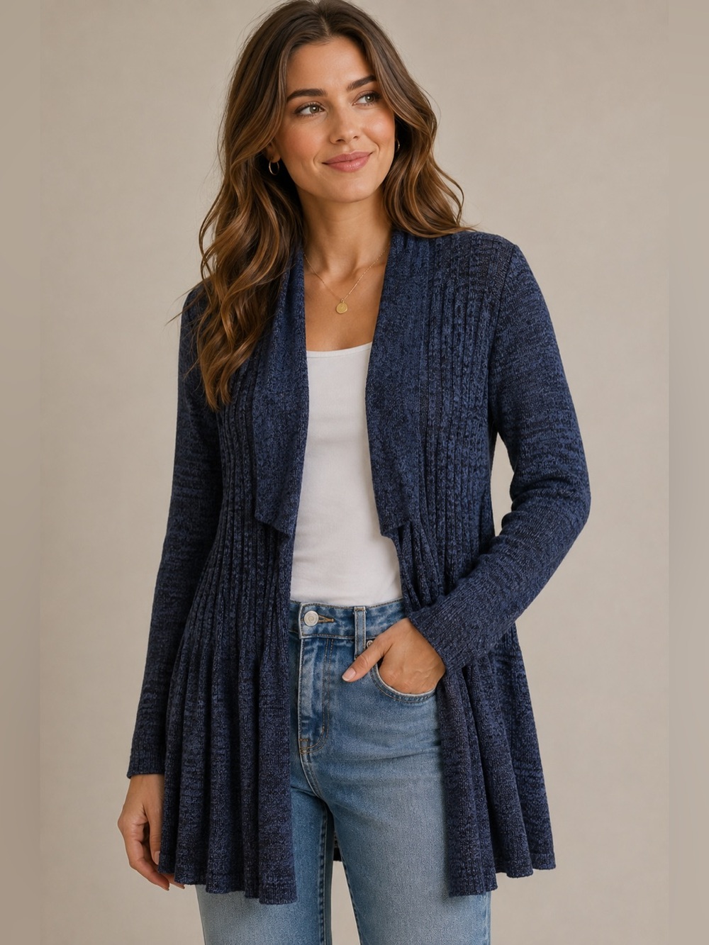 Nic +‎ Zoe Silk Ribbed Duster Cardigan Small Lightweight Knit Layering Piece
